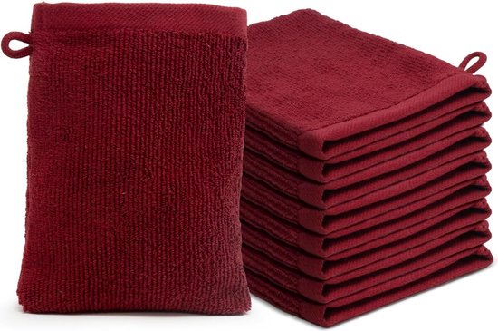 Washcloths Set - 100% Premium Cotton - Very Soft & Absorbent - Oeko-Tex certified - Red - 10 Washcloths Adult Size 15x20cm - 500 g-m2 hydrofiele washandjes van Invtreen