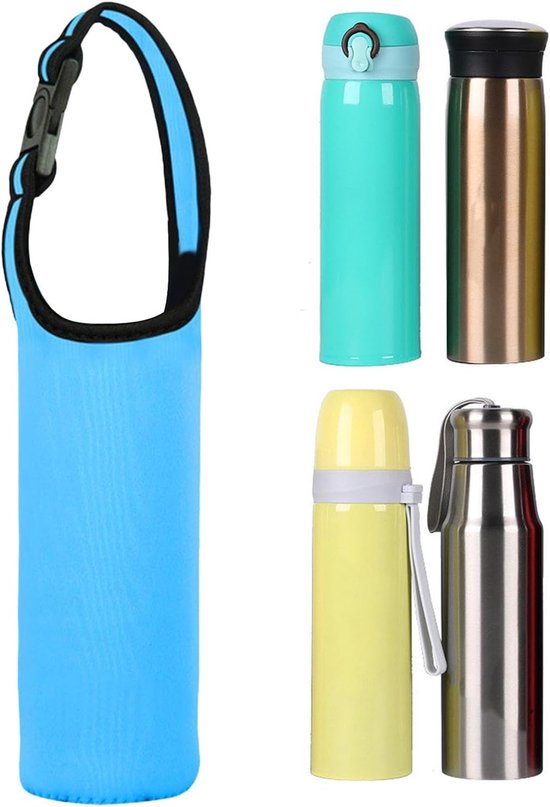 Water Bottle Bag - Fleshouder Pouch - Hydratatie Onderweg - Geïsoleerde Bescherming - 400-600ml Flessen - Blauw