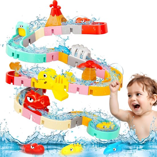 Waterbaan & Glijbaan Badset – 43-delige DIY bouwset Waterbaan – Montessori Badspeelgoed voor Kinderen vanaf 2 Jaar