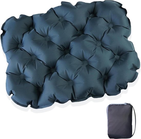 Waterdicht draagbaar opblaasbaar zitkussen voor buiten met opbergtas - Camping en outdoor gebruik - Grijs van Merkloos