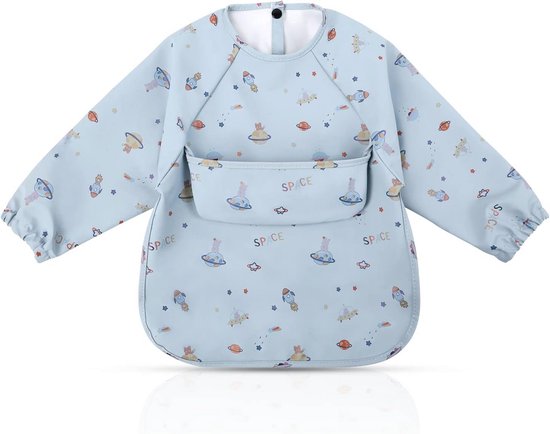 Waterdichte Babyslabbetjes met Lange Mouwen en Zak - Geschikt voor Baby's van 6 tot 12 Maanden