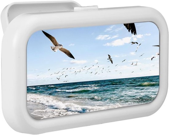 Waterdichte Douchetelefoonhouder - 360° Rotatie - Intrekbaar Muurbevestiging Douchetelefoonhoesje - Badkamertelefoonhouder met Touchscreen voor Keuken Badkamer Badkuip Doucheaccessoire (Wit)