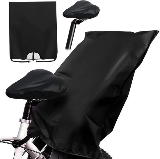 Waterdichte fietsstoelhoes - stofhoes voor fietsstoeltje - kinderzitjehoes - regenbestendige kinderstoel - fietsstoeltje achter met reflecterende strepen - kinderzitje voor op de fiets dat op alle stoeltjes past - 1 stuk - zwart van Afonso & Clovis