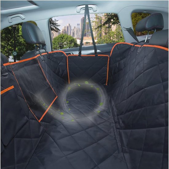 Waterdichte hondenautohoes met gaasvenster en opbergzak - Antislip achterbankbescherming voor honden van Petibonus