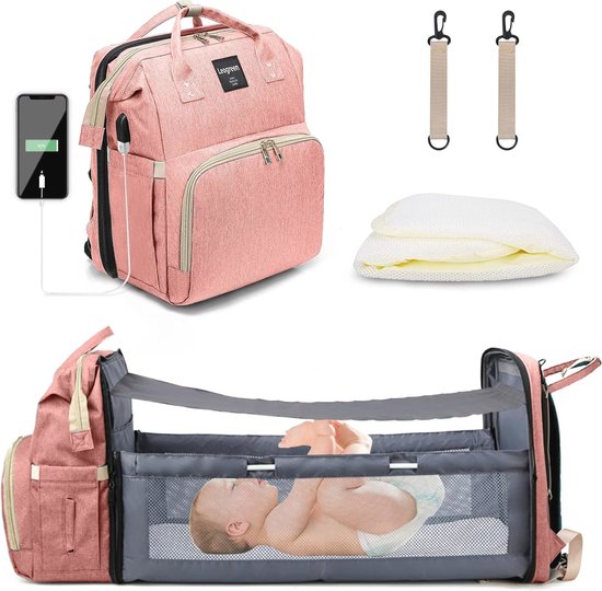 Waterdichte multifunctionele verzorgingsrugzak met opgevouwen babybed en grote capaciteit van $