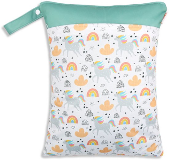 Waterdichte Opbergtas - Wetbag - 2-vaks - 40x30 cm - Unicorn Mintgroen van HappyBear
