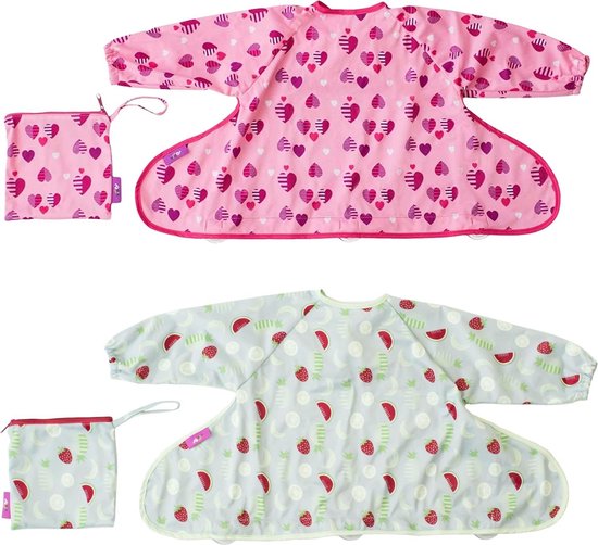 Waterdichte Slabbetjes 2-pak Kinderstoel ZONDER kieren! Lange Mouw Baby Eten BLW van Bibetta