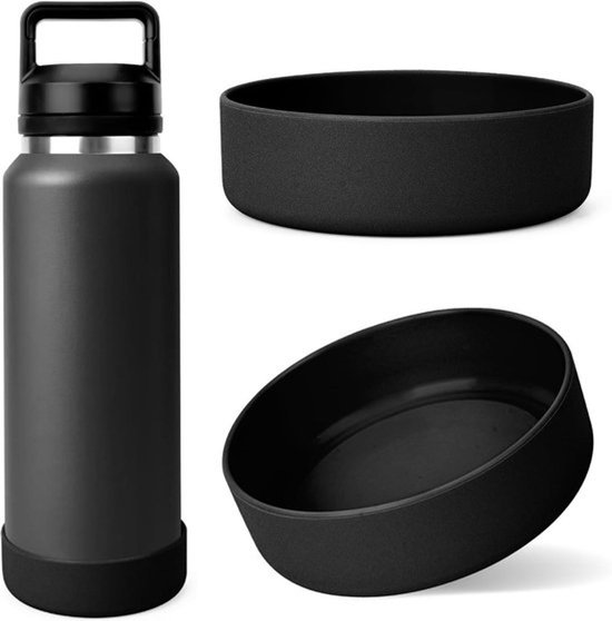 Waterfles Beschermer Hoes - Siliconen Antislip - 2-Pack - Zwart - Compatibel met YETI Rambler en Yonder Flessen 26oz en 34oz.