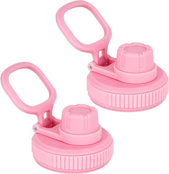 Waterfles deksel met handvat - Vervangende tuit - Breed mond - Hydrofles - 12 oz - 2 stuks - Lichtroze - Geschikt voor ijzeren fles, Takeya Actives.
