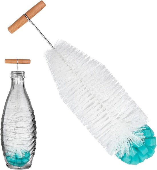 Waterflesborstel - Flessenreiniger - Flessen Schoonmaken - Spons & Hoekig Handvat - 325 cm Lengte - Groen