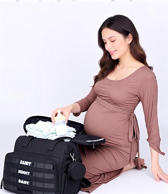 Waterproof Polyester Father's Daddy Diaper Black Bag Tote Hospital Bags for Labor and Delivery
