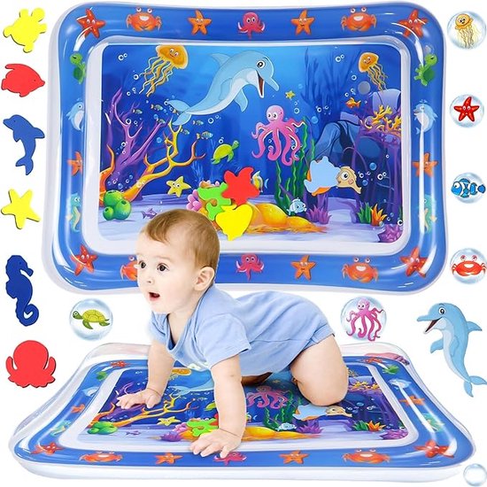 Waterspeelmat baby speelgoed - Zeedieren Sensory Watermat - Stimuleert Ontwikkeling van Baby's - Opblaasbare 65x50cm Babyspeelgoed - Educatieve Sensorische Training - Ideaal Cadeau voor Groei - Encouraging Play van DarlyDoo