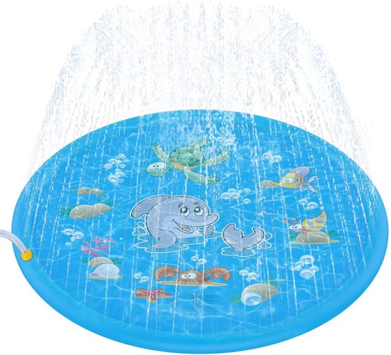 Waterspeelmat groot 170 cm | Speelmat met fontein | Waterpret voor kinderen | Waterspeelgoed | Watermat met sproeier | Waterspel | Spelen met water | Splash pad | Zwembad met fontein