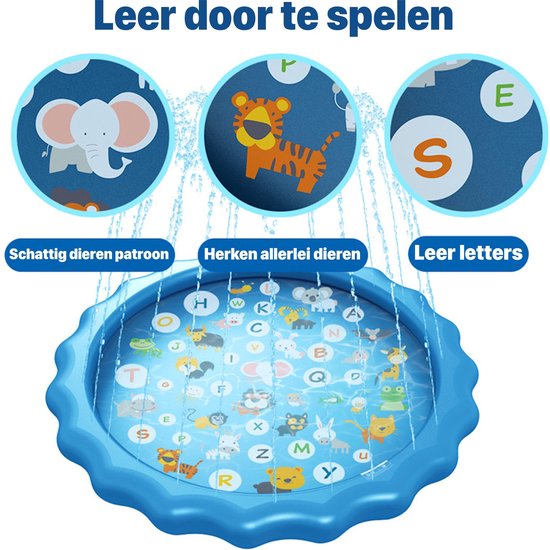 Waterspeelmat met Fontein - Blauw - 170 cm van Merkloos