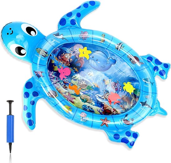 Waterspeelmat - Schildpadvorm - Opblaasbaar Waterkussen - Sensorisch Speelgoed voor Baby's - 3-6-9 Maanden - Kinderen - Baby Activiteitencentrum - Stimulatie - Baby Waterspeelmat van BBold.
