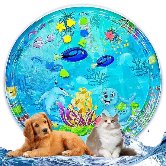 Waterspeelmat Sensorisch - Watermat - Speelkleed - Speelmat met Watersensor - Watersensor Technologie - Koel en Comfortabel - Afwaterend en Opvouwbaar - Opblaasbaar - Huisdieren - Baby