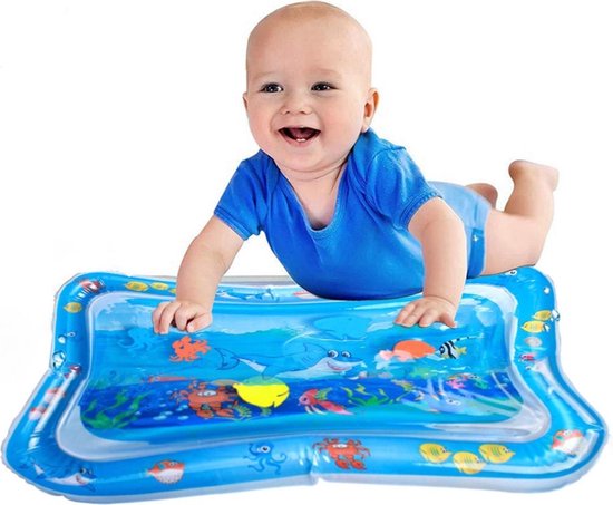 Waterspeelmat - Speelmat – Speelkleed - Baby – Peuter - Watermat - Opblaasbaar – Opvouwbaar - Motorisch speelgoed – Montessori speelgoed - Ontwikkeling – Zacht – Kleuren – Onderwaterwereld – Vissen –Dieren - 66 x 50 cm van Totsy Baby