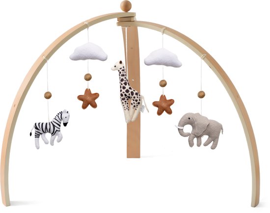 Wavy Dreams - Baby Gym Safari Friends Inklapbaar - Hout & Vilt - Vanaf 0 jaar van Wavy Dreams