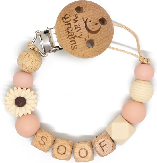 Wavy Dreams - Speenkoord met naam - Meisje - Kraamcadeau - Roze Pastel - Speenketting met naam- Model Soof van $