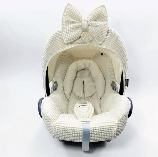 Wazzhappening - Maxi Cosi Cabrio hoes set - neutraal - kiezel - autostoelhoes van Wazzhappening