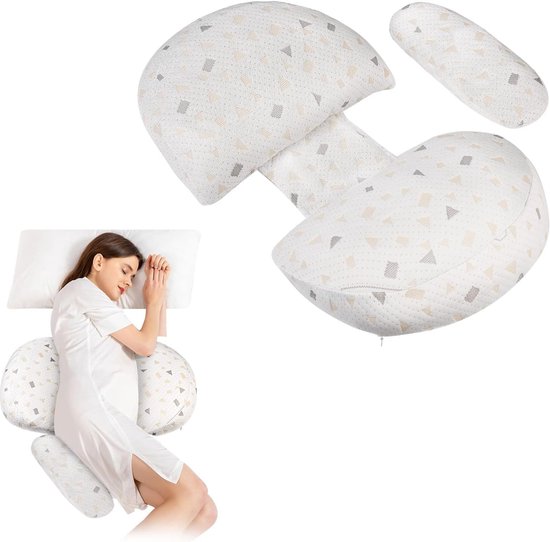 Wedge zwangerschapskussen, U-vormig zwangerschapskussen om te slapen, V-kussens dubbele wig katoenen kussen voor volwassenen, vrouwen slaapkussen ondersteuning voor rug, heupen, benen (C) van BATTOP