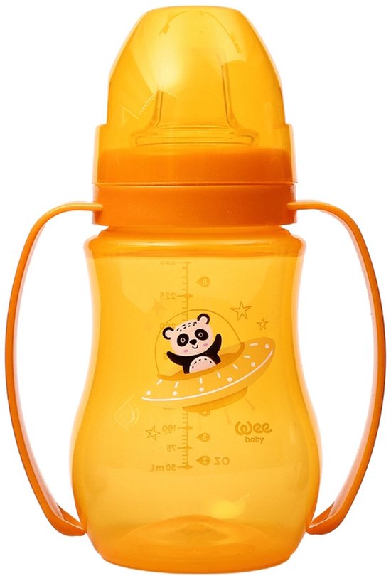 Weebaby Galaxy Oranje 250ml Brede Fles met Handvatten
