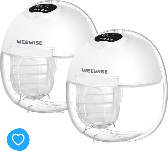 Weewise WS39 Milk Elektrische Draadloze Borstkolf - Borstkolf- Elektrische Borstkolf – Handsfree Borstkolf – Borstkolf Elektrisch – Draadloze Borstkolf – Breast Pump – Draagbaar – Handsfree & Draagbaar – BPA-Vrij – Incl. 4 maten van Weewise