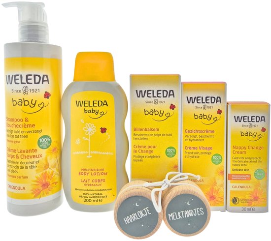 Weleda Baby Cadeauset Luxe Verzorging met Haarlokje & Tandjes bewaardoos – Luxe Verzorgingsset | Wellness Giftbox | Verwen Cadeaupakket voor Baby's van Merkloos
