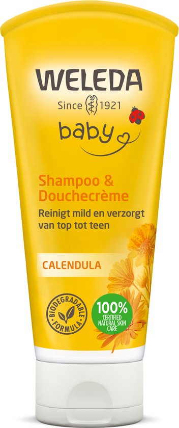 WELEDA Calendula Baby & Kind 2-in-1 Shampoo & Douchecrème 200ml - 100% Natuurlijk - Mild & Veilig voor Gevoelige Huid - Prikt Niet in de Oogjes van WELEDA