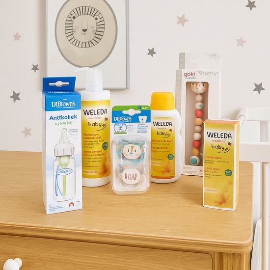 Weleda Luxe Kraamcadeau met Verzorging - Fopspeen Roze- Houder - Drinkfles – Luxe Verzorgingsset | Wellness Giftbox | Verwen Cadeaupakket voor Iedereen van Merkloos