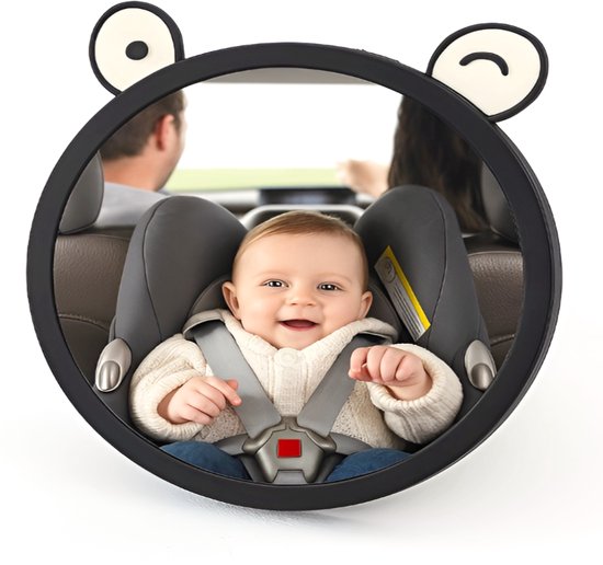 Wellewares - Autospiegel Baby - Achterbank Spiegel - Ovaal - Zwart van Wellewares