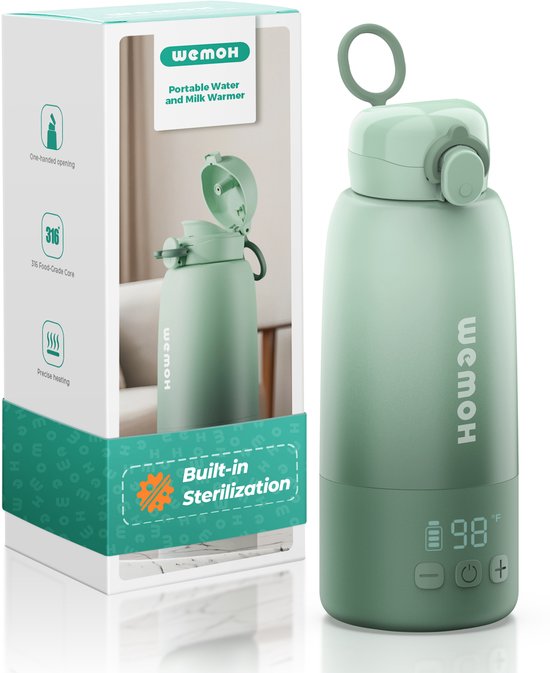 Wemoh Flessenwarmer Onderweg – 450 ml – Draadloos, USB-C – 37–55 °C