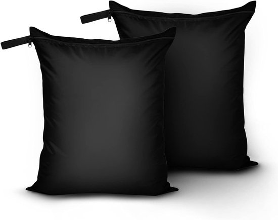 Wet Bag - 40 × 50 cm - Natte tas - 2 Stuks - Zwemtas - Waszak - Waterdichte Opbergtas Groot - Waterproof Wet Bag met Zip - Waterdichte Opbergzakken - Wetbag Luiers - Reiswaszak - Reistas - Herbruikbare Bag - Voor Zwemkleding en Sportkleding - Zwart van Merkloos