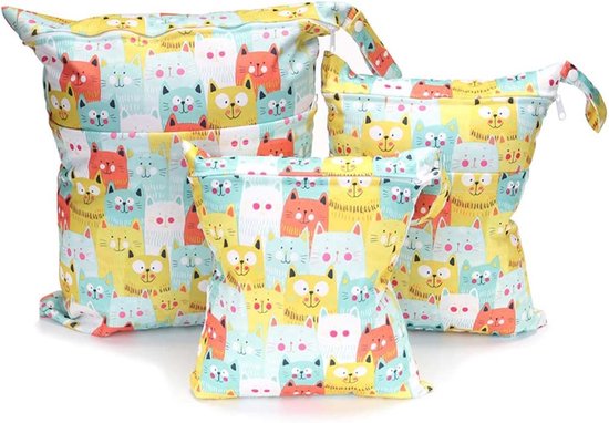 Wet Bag Waterdichte luiertas voor onderweg, natte tas, kleuterschool, wettas, kleuterschool, waszak, kita wetsbag, fabrics luiers, waszak, kleuterschool, waterdichte luiertas voor baby, set van 4, Zet pijl van Merkloos
