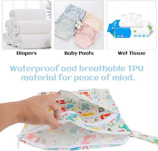 Wet Dry Cloth luiertassen *3, waterdichte natte tas, luiertas, neustassen voor baby's luiers, wasbare reistassen, met ritssluiting/polsband, S/M/L, drie maten, willekeurige kleuren van DALADA