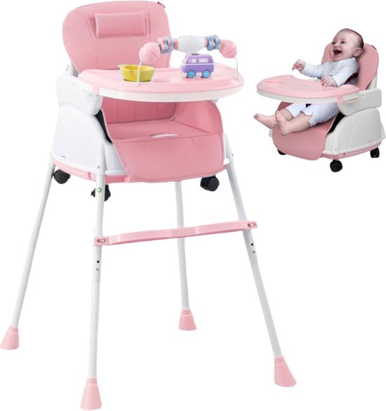 White-Label® Kinderzetel - Eetstoel Baby 6 Maanden en Ouder - Kinder Eetstoel - Kinderstoel - Inklapbare Eetstoel - Roze van Merkloos