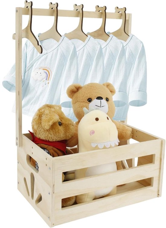 White-Label® Kraammand - Geboortemand met Knuffel - Kraamcadeau Meisje - Natuurlijk van White-Label®