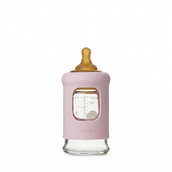 Wide Neck Baby Glass Bottle with Sleeve 150ml/5oz Single-Pack (Powder Pink)