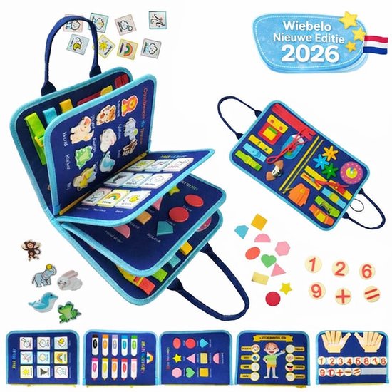 Wiebelo Montessori Activiteitenboek - Busy Board Sensorisch Speelgoed - Busy Book voor Peuters - Activiteitenbord Doeboek - Fijne Motoriek Speelgoed - Educatief Speelgoed Peuter - Leerboek - Reisspeelgoed voor Thuis en Onderweg - Activity Center