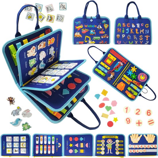 Wiebelo montessori speelgoed - busy board - educatief speelgoed - peuter speelgoed - activiteitenboek - sensorisch speelgoed - montessori busy board - activiteitenbord - doeboek van Merkloos