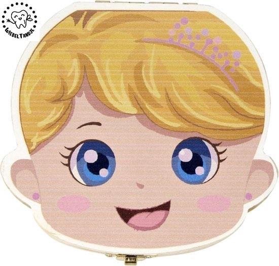 WiebelTandje - Houten Tandendoosje Nederlands voor Melk Tanden van Tandenfee met Geschenk Doosje – Meisje/Blond van WiebelTandje