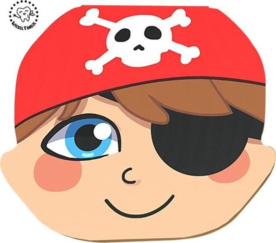 WiebelTandje Tanden Doosje - Voor Melktanden en Haarlok Kraam Cadeau - Hout - Jongen Piraat van WiebelTandje