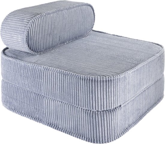 Wigiwama Corduroy Flip Chair / Slaapfauteuil - 65x60x25cm - Blueberry Blue van Wigiwama
