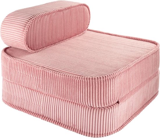 Wigiwama Corduroy Flip Chair / Slaapfauteuil - 65x60x25cm - Pink Mousse van Wigiwama