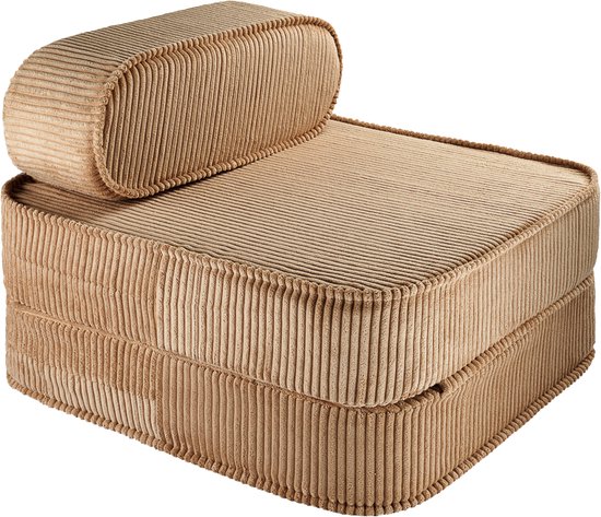 Wigiwama Corduroy Flip Chair / Slaapfauteuil - 65x60x25cm - Toffee van Wigiwama
