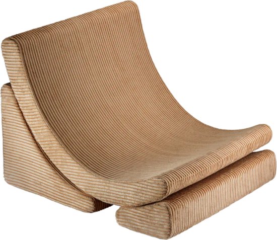 Wigiwama Corduroy Moon Chair / Fauteuil - 80x65x55cm - Toffee van Wigiwama
