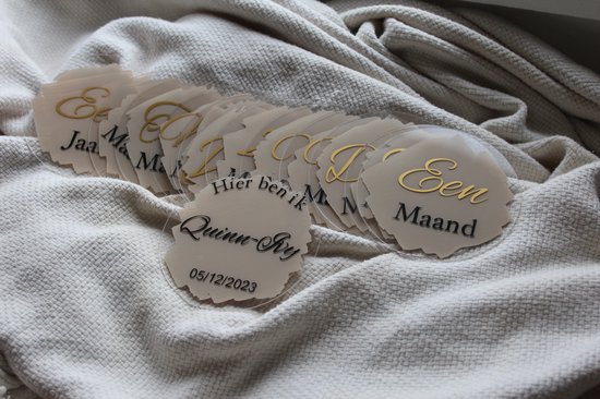 Wij en Blij - Milestone Mijlpaal schijven - Acryl - beige van Wij en Blij