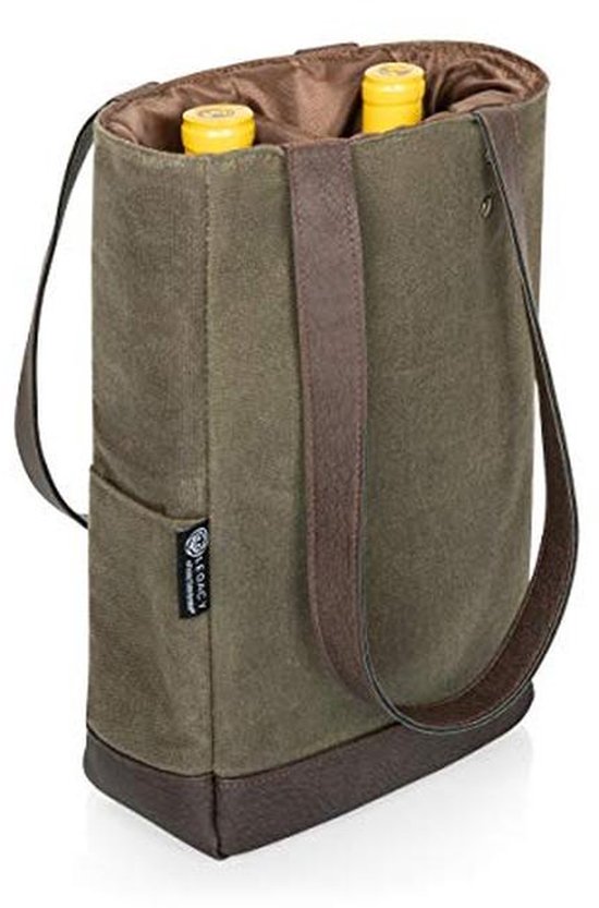 Wijnkoeltas voor 2 Flessen van Waxed Canvas - Rustiek en Elegant