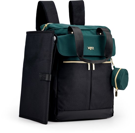 Wijtz Luxe Groen/Zwart Luiertas Rugzak - De Complete Stijlvolle Multifunctionele Verzorgingstas met Luxe Verschoningsmatje - Waterafstotend en Hoogwaardige Kwaliteit - Perfect als Luiertas, Pampertas, Schoudertas, Laptoptas voor de Moderne Ouder van Merkloos