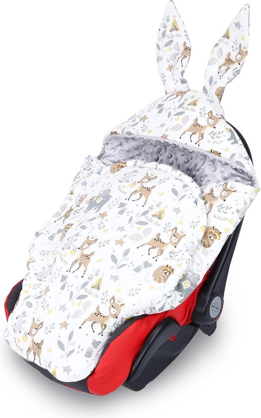 Wikkeldeken babyzitje winter 80x87 cm - voetenzak babydeken voor auto winterzak katoen minky Hert lichtgrijs van Babyjem